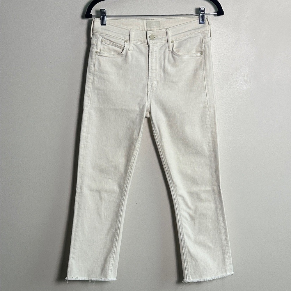MOTHER White Straight Leg Jeans